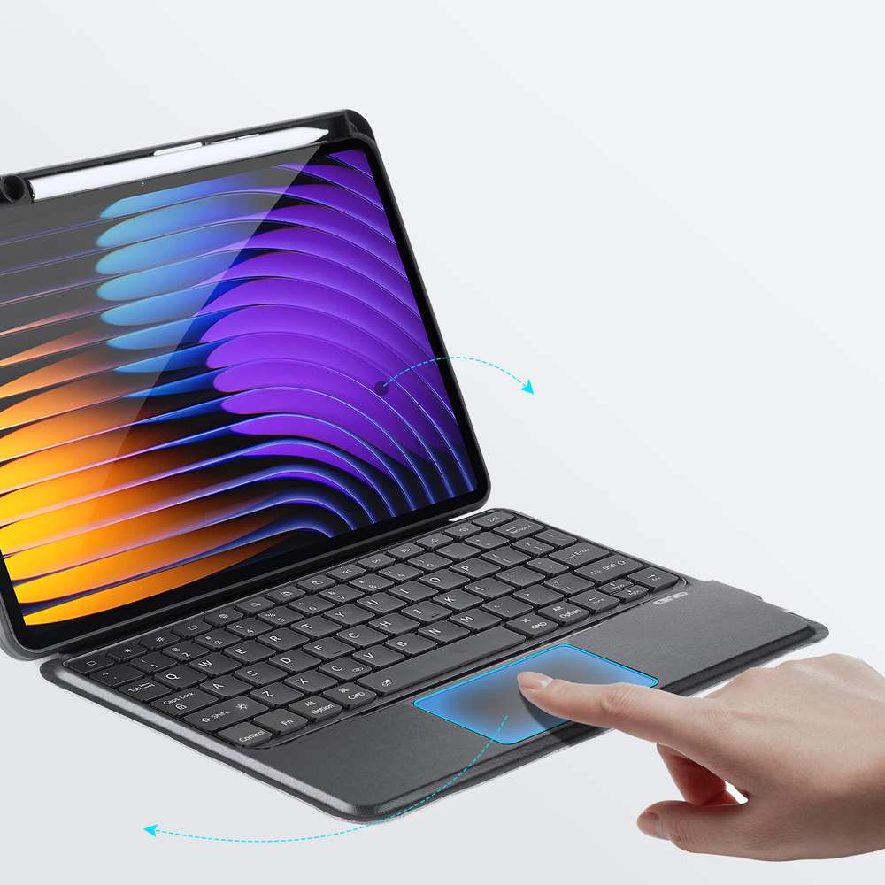 Защитный чехол подставка с клавиатурой (RUS) от Dux Ducis для Xiaomi Pad 7 и 7 Pro, серия DK Series Keyboard, русская клавиатура с подсветкой