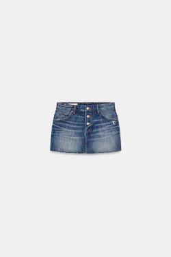ZARA ДЖИНСОВАЯ МИНИ-ЮБКА TRF, СИНИЙ