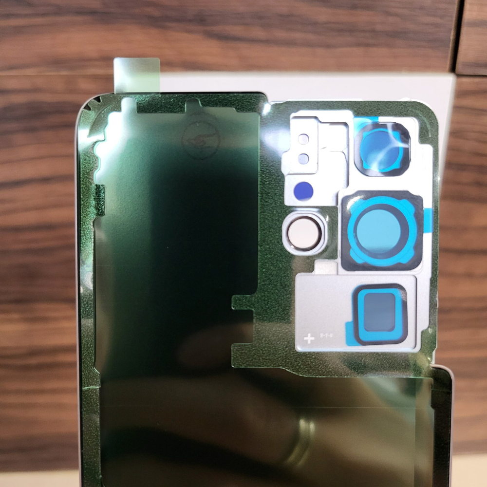 Крышка для Samsung S21 Ultra - задняя стеклянная панель "хорошее качество" (серебристого цвета)