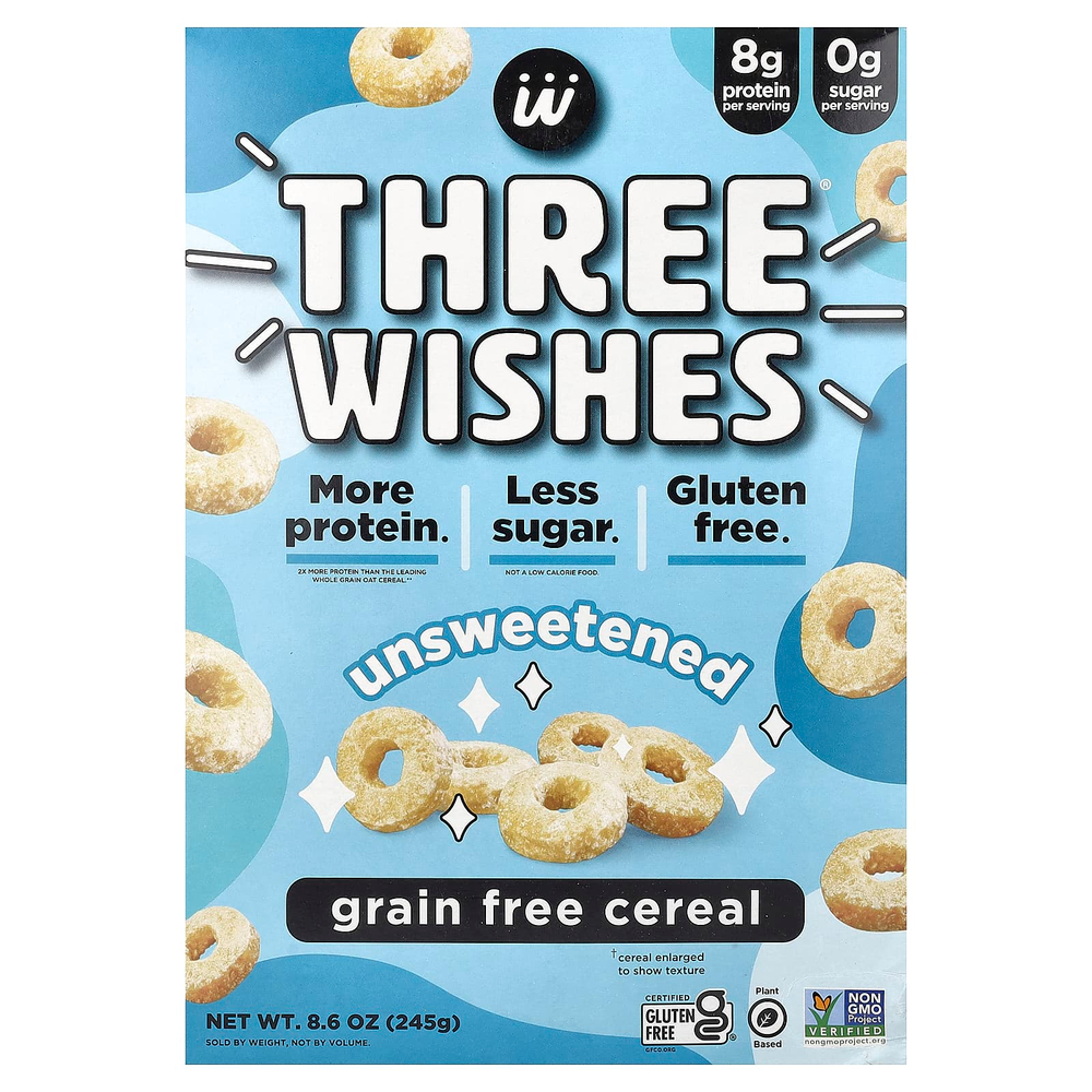 Three Wishes, Хлопья без злаков, несладкие, 245 г (8,6 унции)