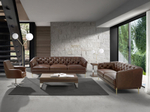 Диван Angel Cerda 3-х местный 6140/KF106-3P-M1595 кожаный с золотистыми стальными ножками
