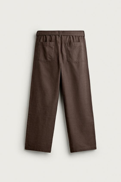 ZARA БРЮКИ RELAXED FIT СО СКЛАДКАМИ И РЕМНЕМ, СЕРО-КОРИЧНЕВЫЙ