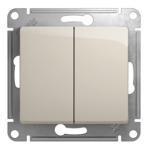 Schneider Electric Glossa Молочный Выключатель 2-клавишный схема 5, 10AX, механизм IP20 скрытая установка 308625
