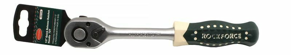 Трещотка реверсивная с резиновой ручкой 1/2''(L-255мм, 72зуб.), на пластиковом держателе RockForce##Rock FORCE RF-80724