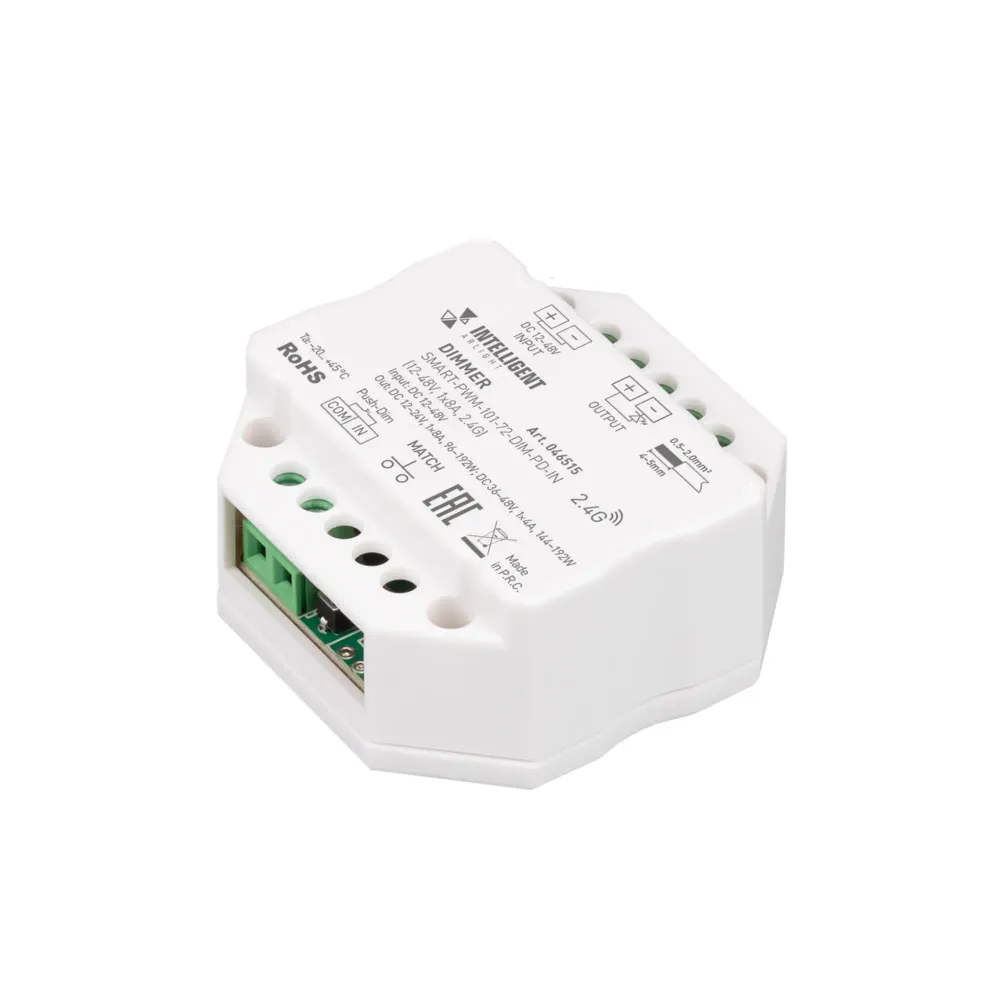 INTELLIGENT ARLIGHT Диммер SMART-PWM-101-72-DIM-PD-IN (12-48V, 1x8A, 2.4G) (IARL, IP20 Пластик, 5 лет) INTELLIGENT ARLIGHT Диммер SMART-PWM-101-72-DIM-PD-IN (12-48V, 1x8A, 2.4G) (IARL, IP20 Пластик, 5 лет)