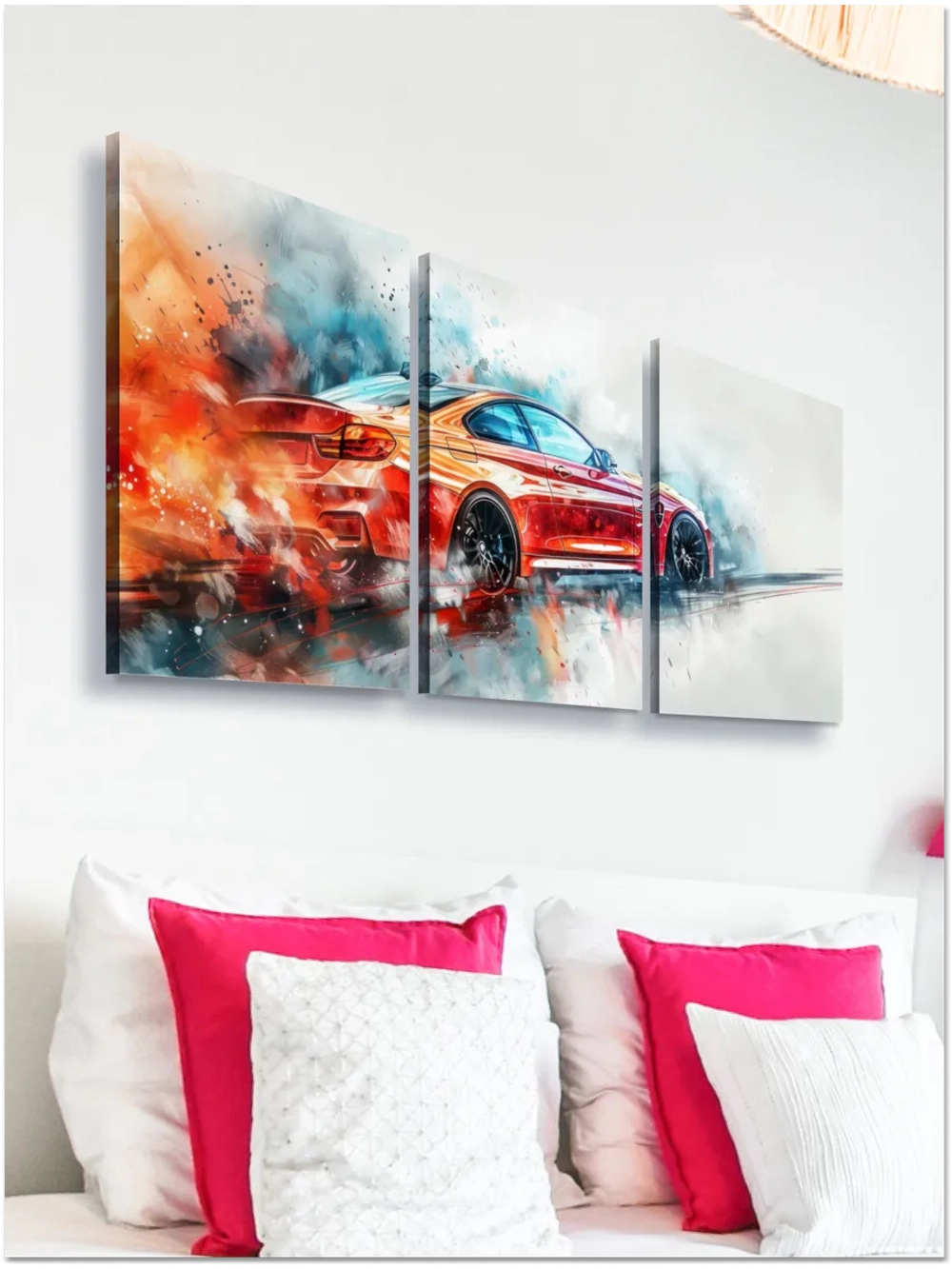 Картина Красный дрифт модульная 50x70см 3шт.