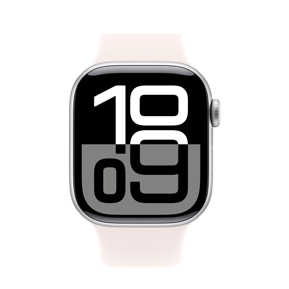 Умные часы Apple Watch Series 10 GPS, 42mm, Silver Aluminium Case with Sport Band M/L, Light Blush (Серебристый)