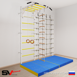 Шведская стенка Sv Sport усиленная 63740 (Турник рукоход/Кольца/Лестница/Мат 2м/Канатный лаз)