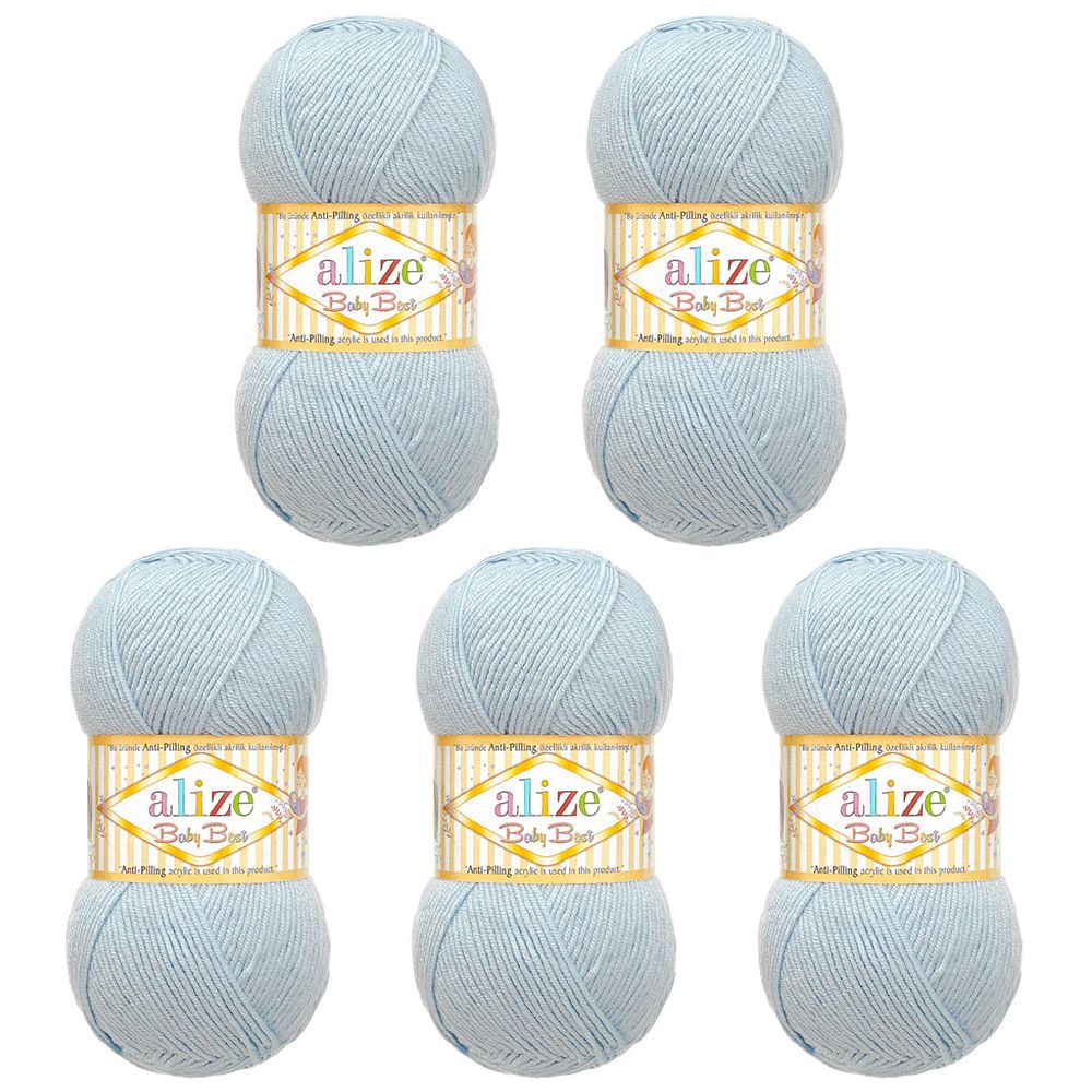 Пряжа Alize (Ализе) Baby Best / уп.5 мот. по 100 г, 240м, 040 голубой A