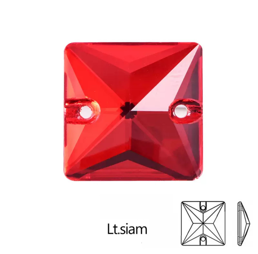 Стразы пришивные, Square, Light Siam, 227, 14mm, (112 ea/pkg), 5A+ (F2)