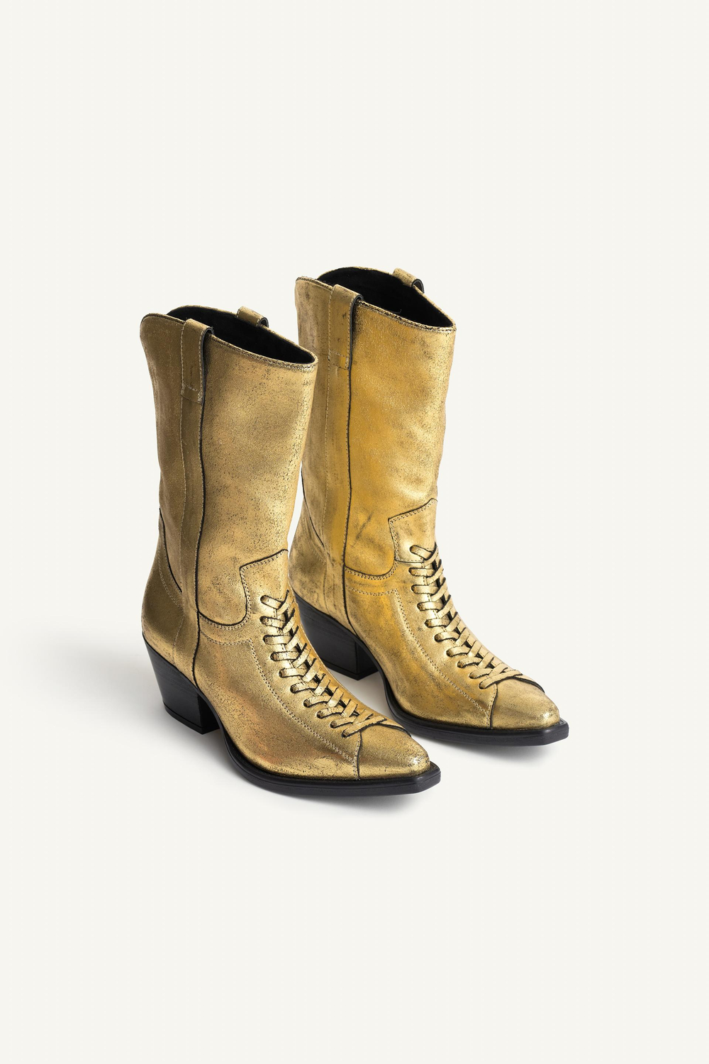 ZARA КОЖАНЫЕ БОТИЛЬОНЫ - LIMITED EDITION, ЗОЛОТОЙ