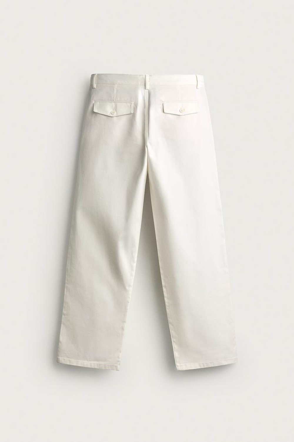 ZARA БРЮКИ STRAIGHT FIT СО СКЛАДКАМИ, ЖЕЛТОВАТО-БЕЛЫЙ