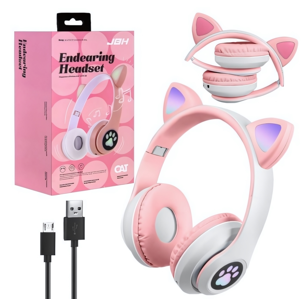 Наушники Bluetooth STM-28 CAT JBH розовые (100шт/кор)