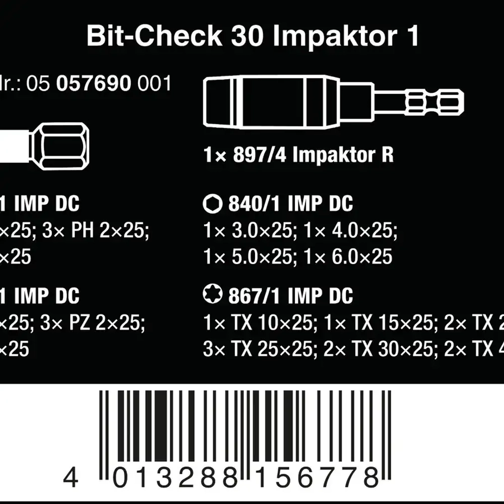 Набор ударных бит Bit-Check BC Impaktor/30 WERA 05057690001