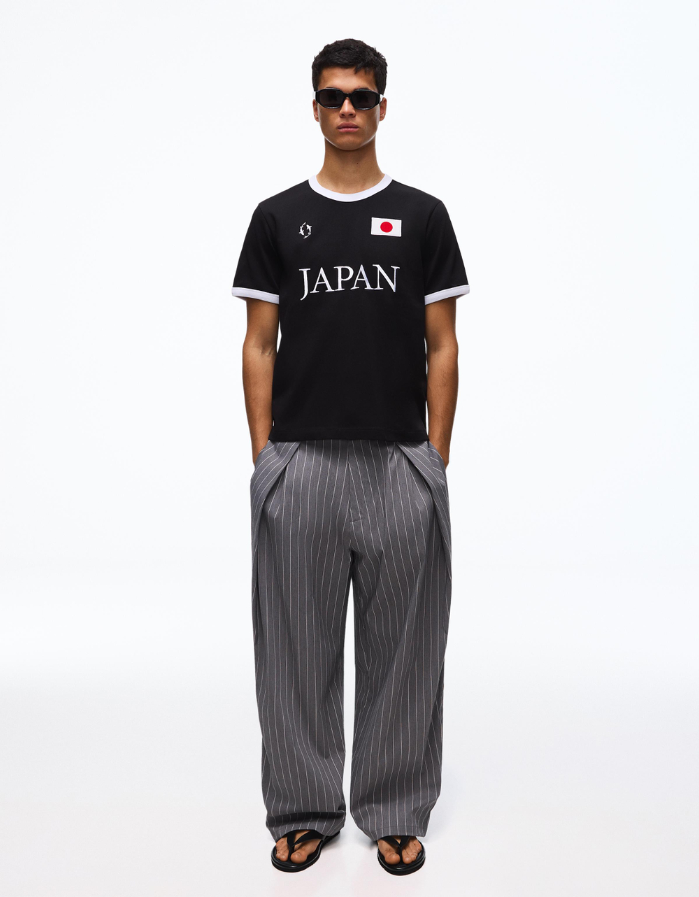 Мужская футболка slim fit с принтом - BERSHKA