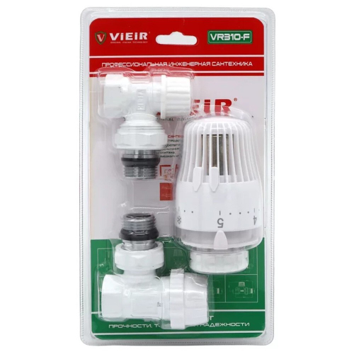 Комплект терморегулирующий VIEIR 1/2quot; угловой VR310-F белый