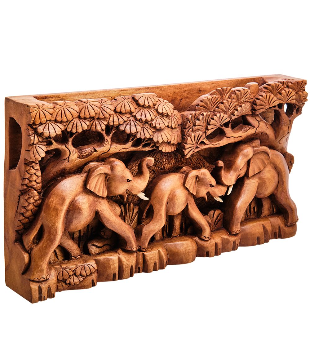 Decor and Gift 17-014_B Панно резное «Слоны» (суар, о.Бали)