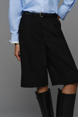 ZARA ДЛИННЫЕ ШОРТЫ С РЕМНЁМ, ЧЕРНЫЙ