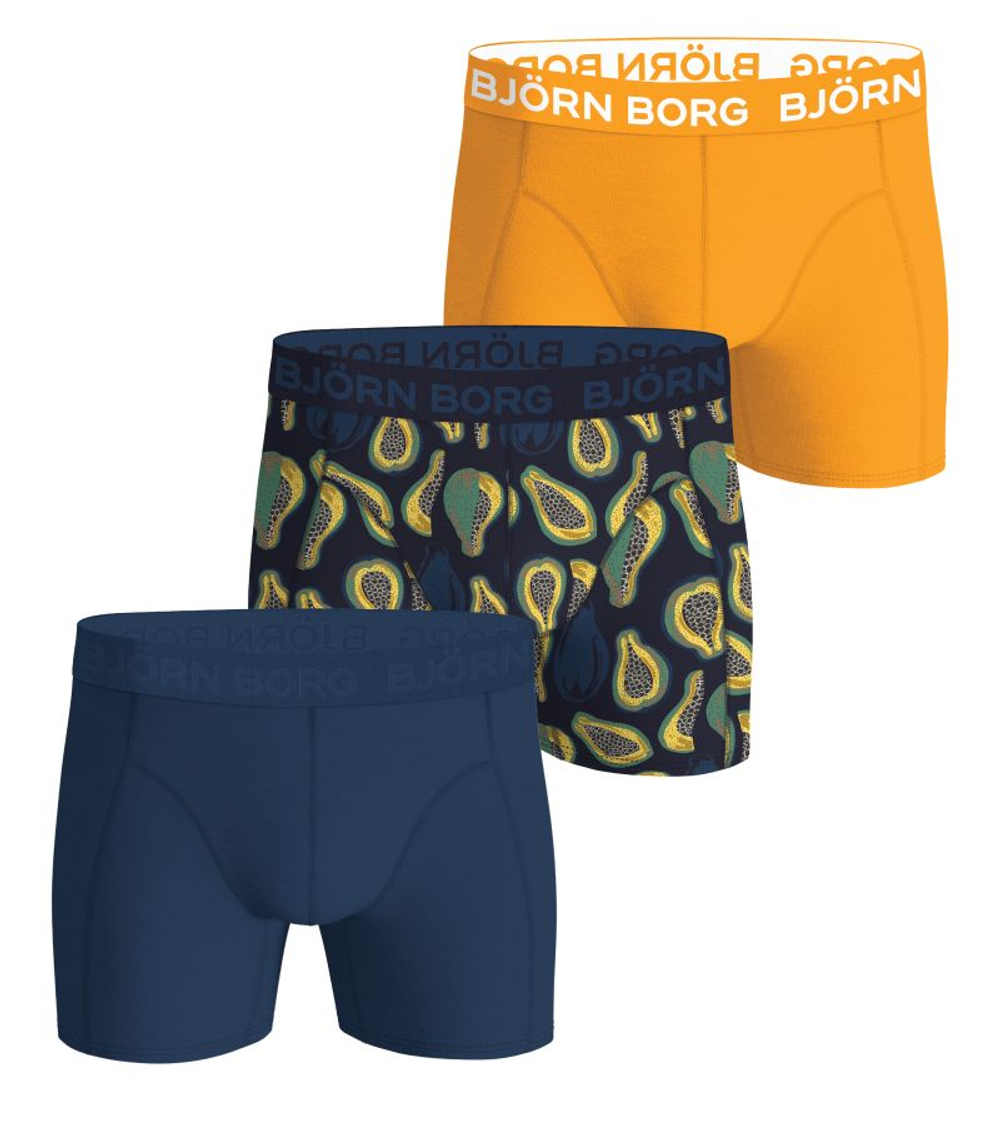 Мужские спортивные боксеры Bj_rn Borg Cotton Stretch Boxer 3P — navy/print/yellow