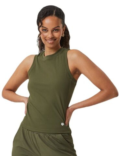 Женский топ теннисный Björn Borg Ace Rib Tank Pocket - olive night