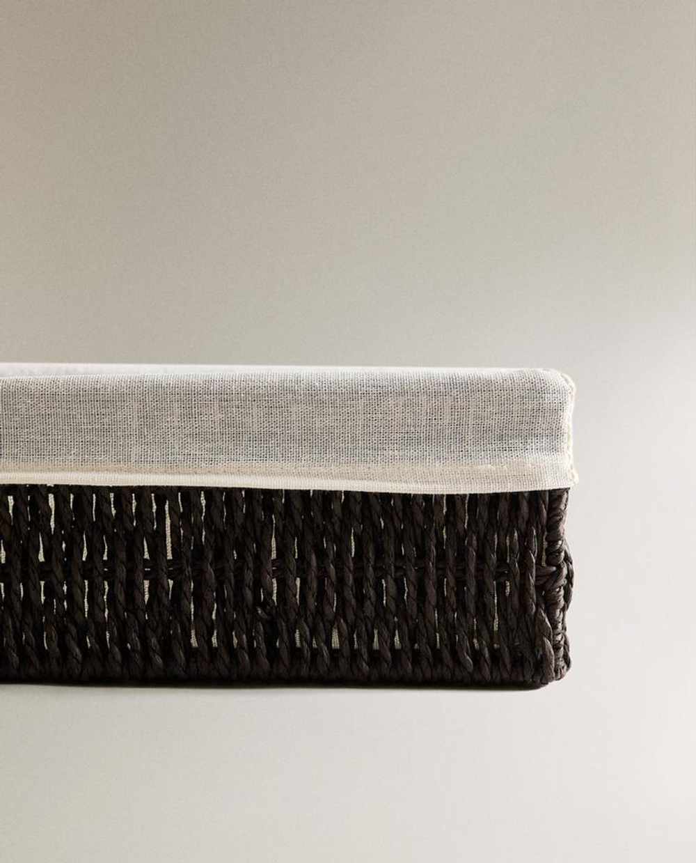 ZARA HOME ПРЯМОУГОЛЬНАЯ КОРЗИНА С ТКАНЕВОЙ ВНУТРЕННЕЙ ОБИВКОЙ, КОРИЧНЕВЫЙ