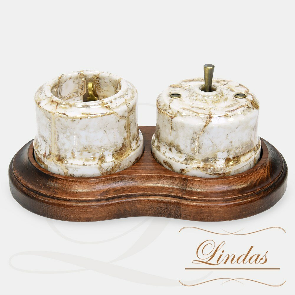 Тумблерный ретро выключатель Мрамор Lindas 34413-B / 1 Группа света