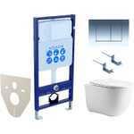 Комплект унитаза с инсталляцией Aquatek Set Aquatek Классик cm-010 4в1 с сиденьем Микролифт и клавишей смыва Хром глянцевый