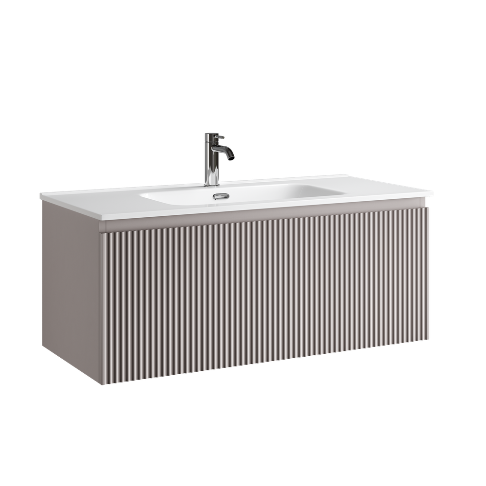 Тумба подвесная SANCOS Сноб Р 1.0 (Snob R 1.0) 995х445х406, c одним ящиком оснащенным доводчиками, Пыльная роза (Doha Soft), арт.SNR1.0100SM