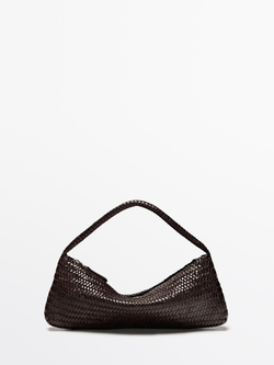 Massimo Dutti Плетеная сумка из кожи наппа, коричневый