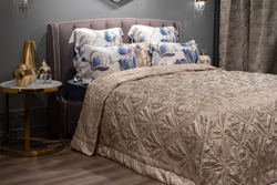 Покрывало 260x260 Garda Decor Houston Кристалло бежевое со стежкой