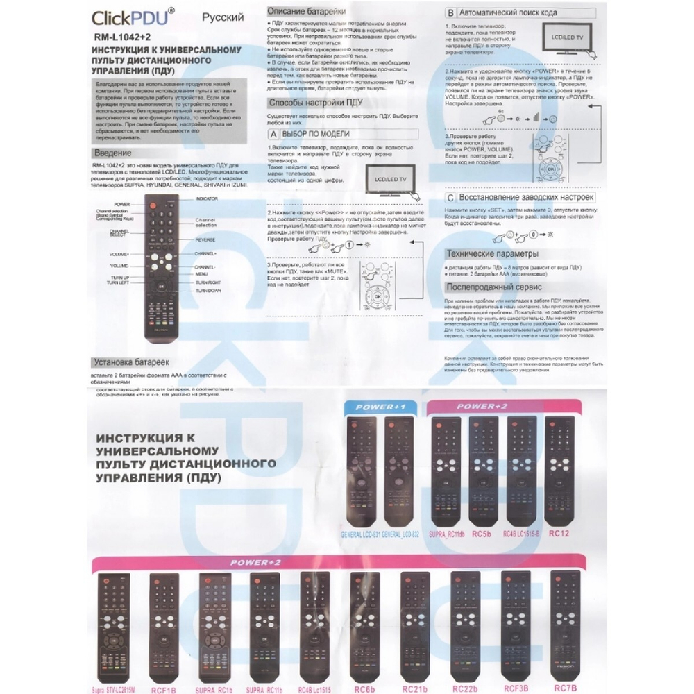 Пульт для Supra RC4b, STV-LC1515W, LET-15T03