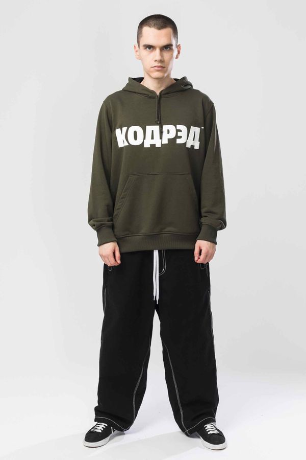 Худи Base Hoodie Wide Summer Лого ТМ Болотный/Белый принт КОДРЭД - фото 5