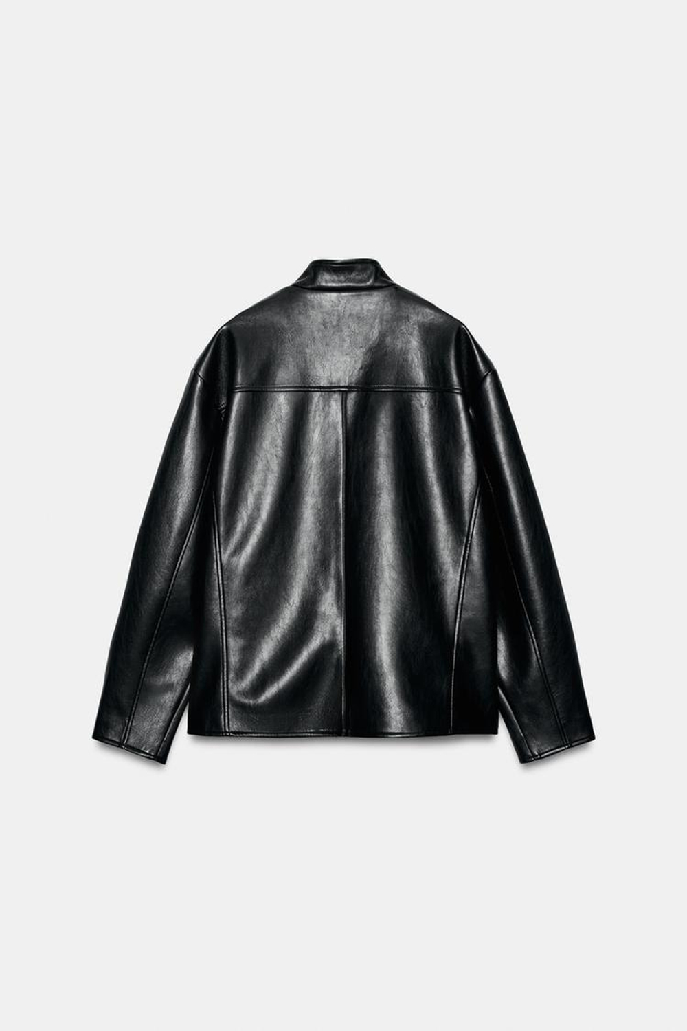 ZARA КУРТКА ИЗ ИСКУССТВЕННОЙ КОЖИ С ЗАСТЕЖКАМИ-ТОГГЛ, ЧЕРНЫЙ
