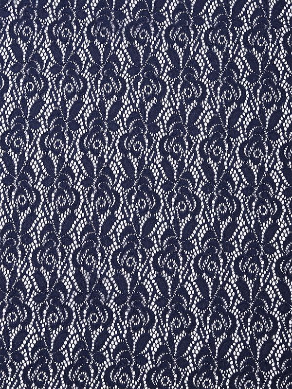 Ткань кружевная гипюр стрейч 160 г/м², ш.150см, арт.SZ031636 цв.142 темно-синий, уп.1м