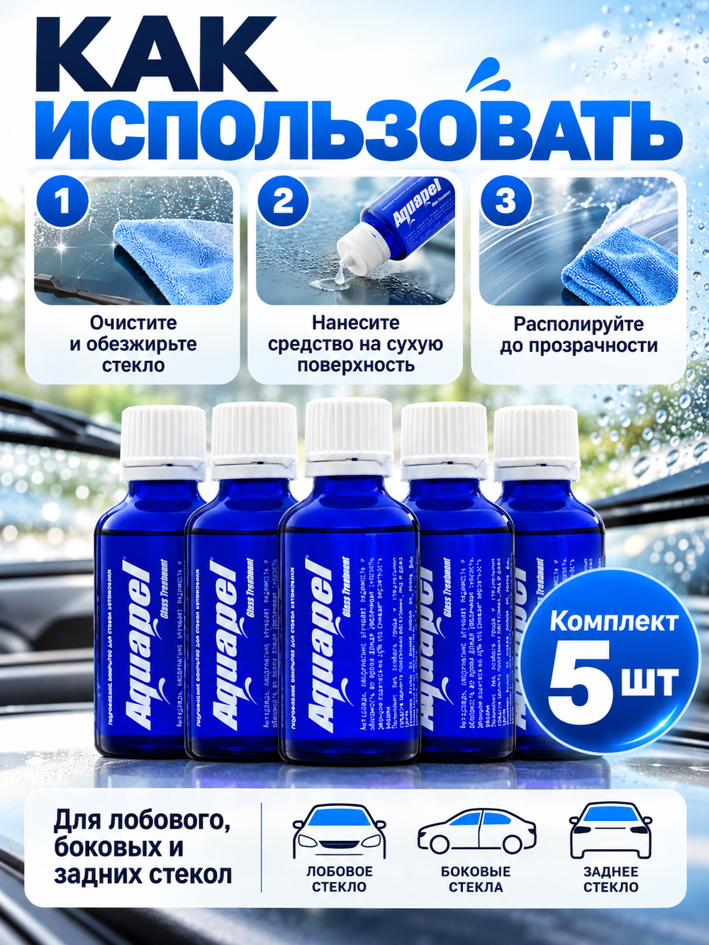 Aquapel R Антидождь (синий флакон) (комплект из 5 шт)