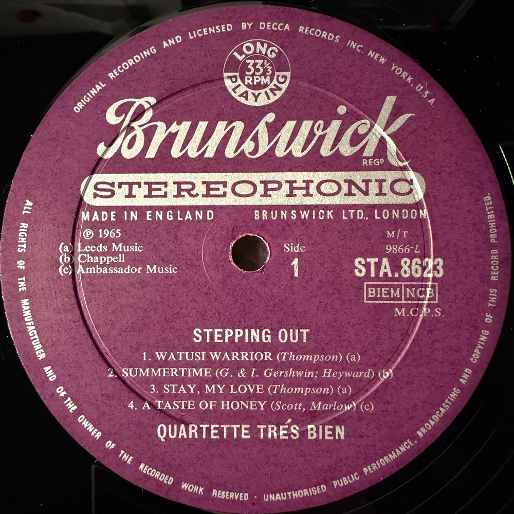 Quartette Trés Bien ‎– Stepping Out! The Exciting Piano Rhythms Of (Англия 1965г.)