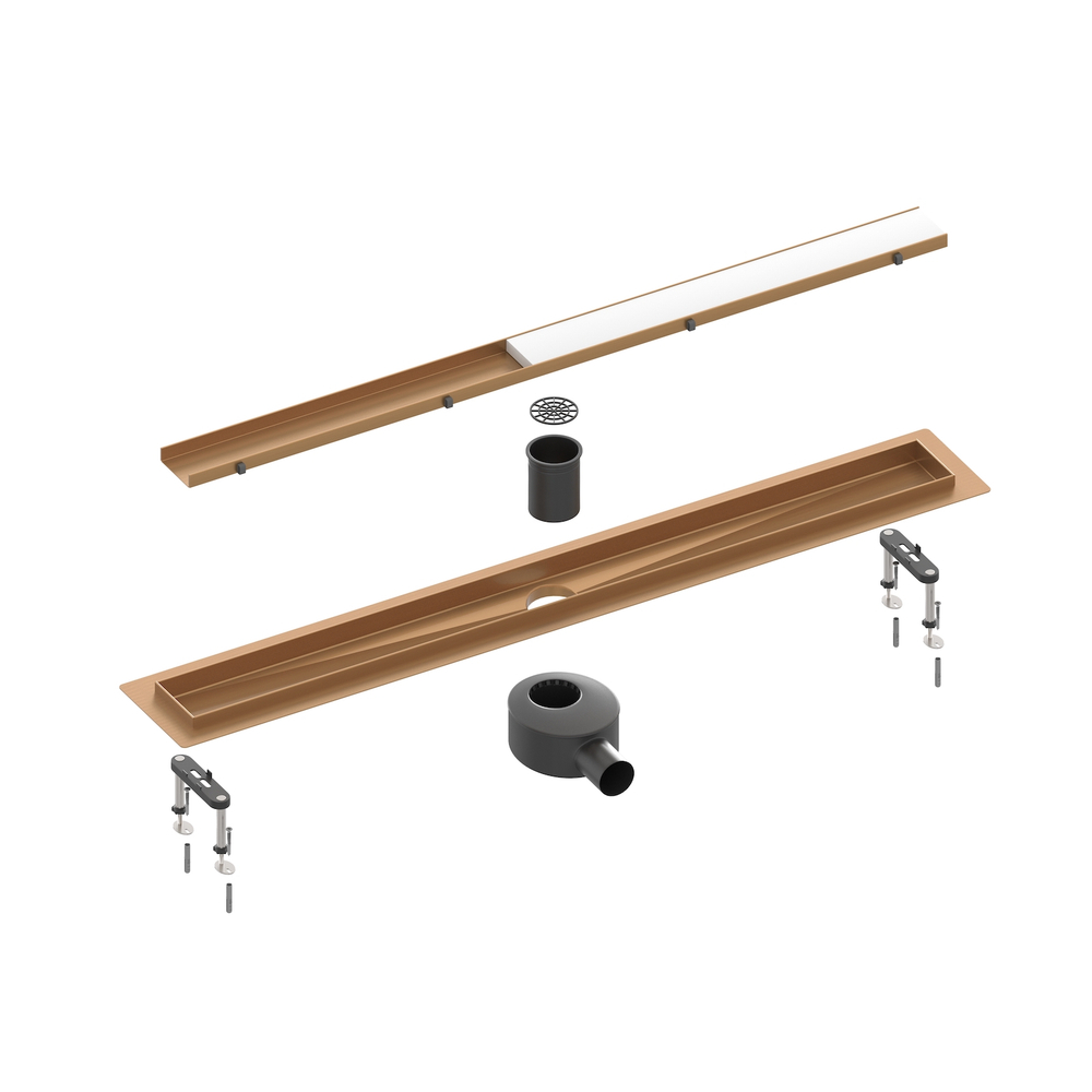 Душевой лоток Drain System 1000 DS230210/19 Розовое золото, с двусторонней панелью «Plate» под плитку