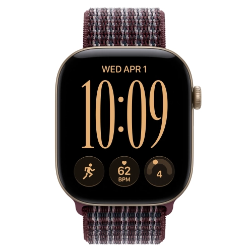 Умные часы Apple Watch Series 12 GPS, 46mm, Light Gold Aluminum Case with Burgundy Plaid Sport Loop