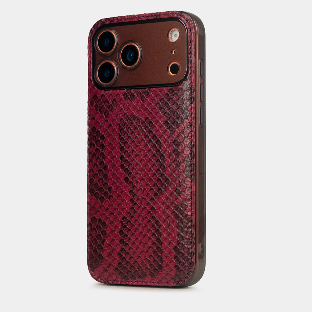Чехол-накладка для iPhone 17 Pro - кожа питона, бордовый