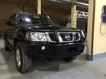 Бампер силовой передний Nissan Patrol Y61 2004+ с доп. фарами и защитной дугой РИФ