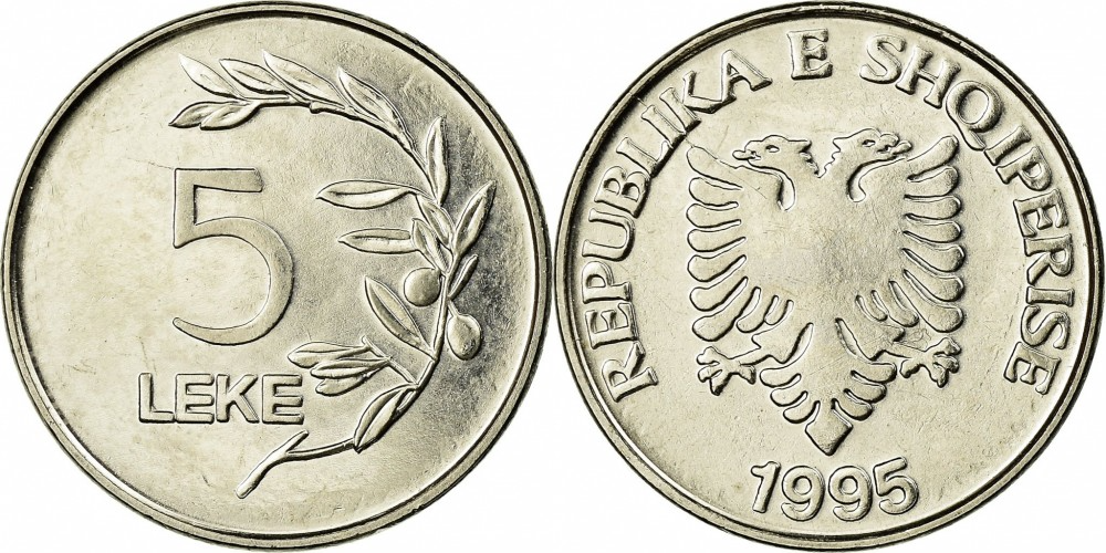 Албания 5 леков, 1995 - 2023 Герб XF