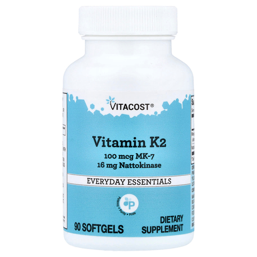 Vitacost, витамин K2, MK-7 с наттокиназой, 90 капсул