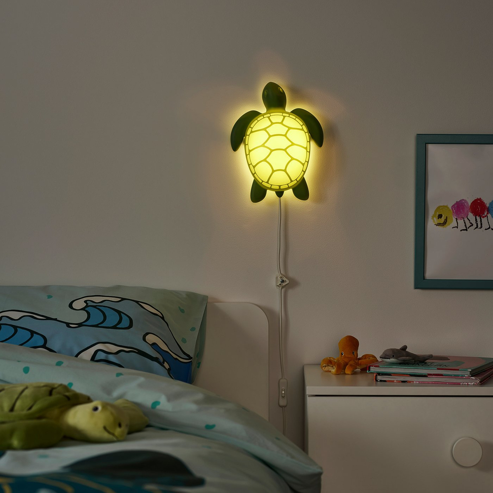 IKEA BLÅVINGAD  (ИКЕА БЛОВИНГАД)  -  Настенный светильник LED - черепаха/зелёный