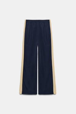 ZARA БРЮКИ ИЗ НЕЙЛОНА С ЛАМПАСАМИ, МОРСКОЙ СИНИЙ