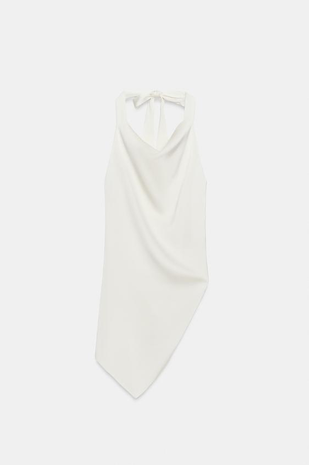 ZARA АТЛАСНЫЙ ТОП ХАЛТЕР АСИММЕТРИЧНЫЙ, ЖЕЛТОВАТО-БЕЛЫЙ