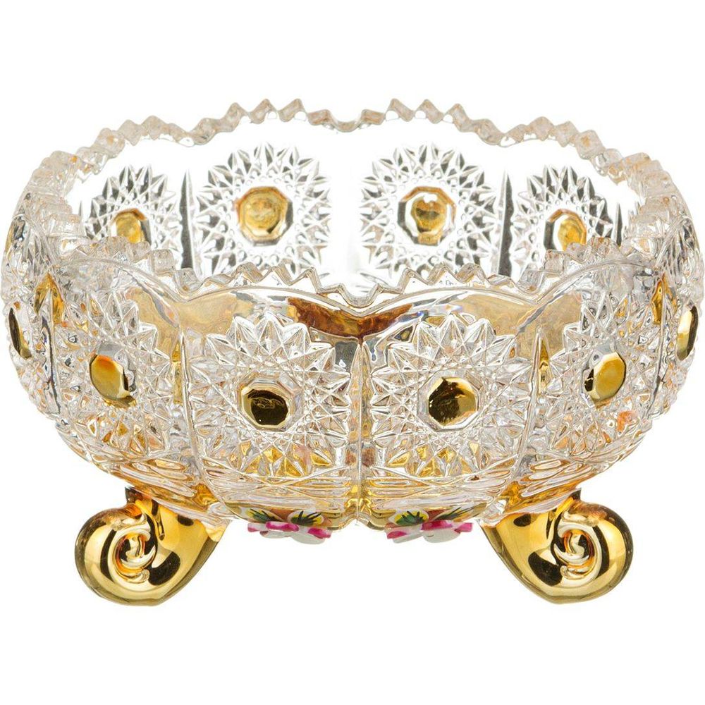 КОНФЕТНИЦА "LEFARD GOLD GLASS" ДИАМЕТР=11 СМ. ВЫСОТА=7 СМ. (КОР=36ШТ.)