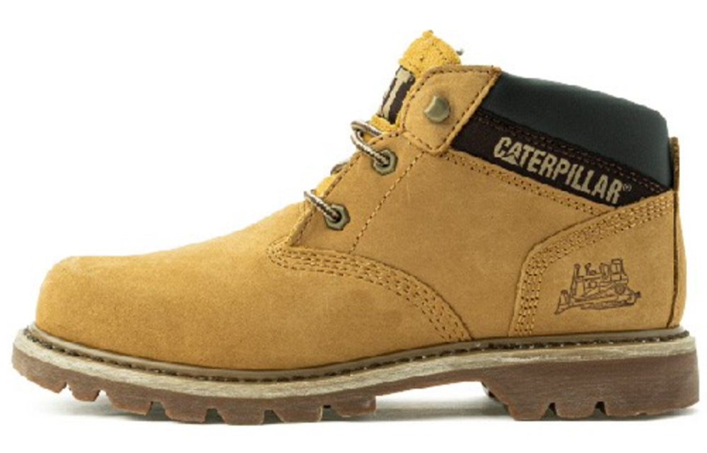 CAT Ealing Mid Leather Slip Resistant Ankle Length Outdoor Boots Men"s Yellow