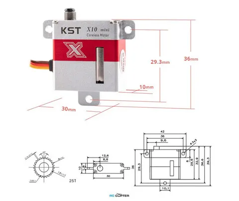 Сервопривод KST X10 mini (7.5 кг/см, 0.10 сек/60°, 23г)