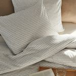 Комплект постельного белья IKEA AKERFIBBLA (ОКЕРФИББЛА), Двуспальный, Белый в клетку, 240x220, 50x80 см