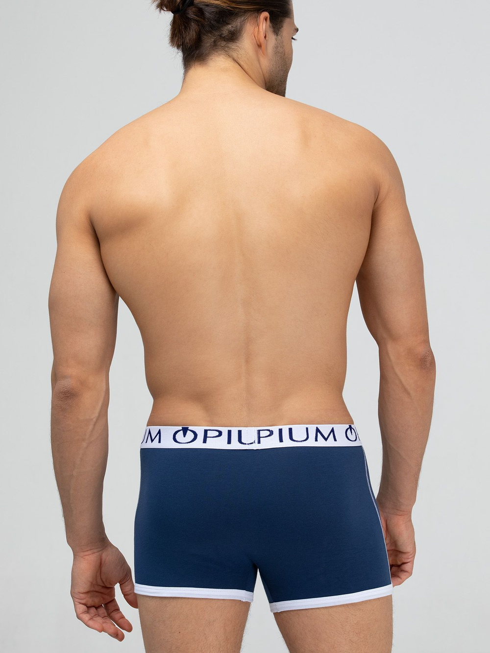 Мужские трусы-боксеры с контрастным поясом и отделкой (Размер: XL) (Цвет: темно-синий)